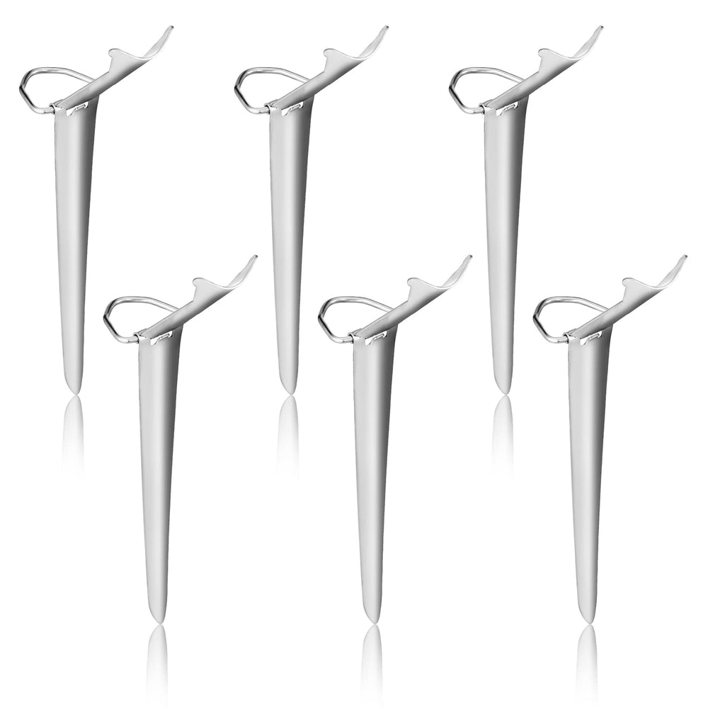 Six stainless steel fishing rod holders in silver for ground stake
