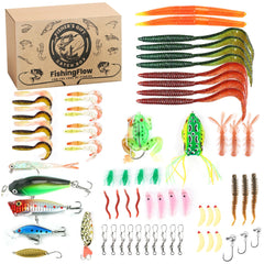 Open portable tackle box showing the 71-piece fishing lures kit