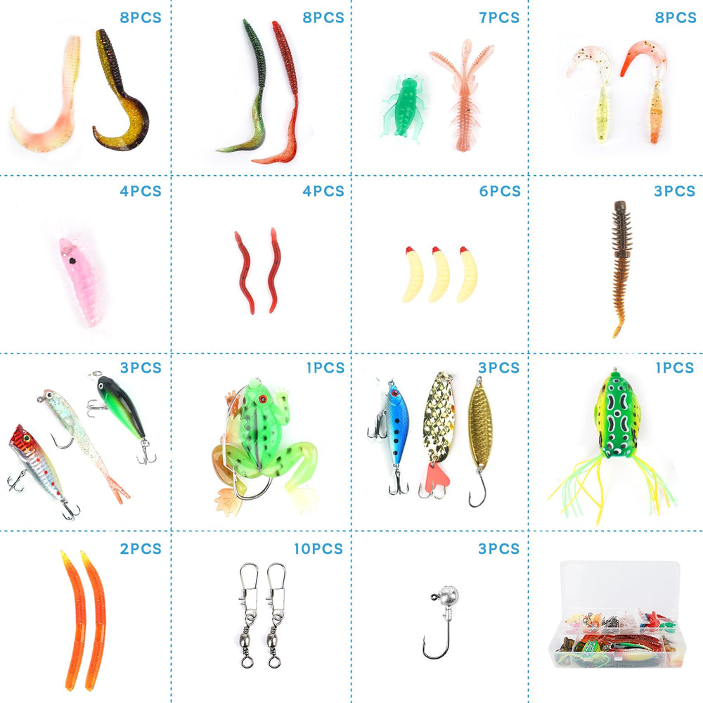 Close-up of crankbaits and hard lures from the kit