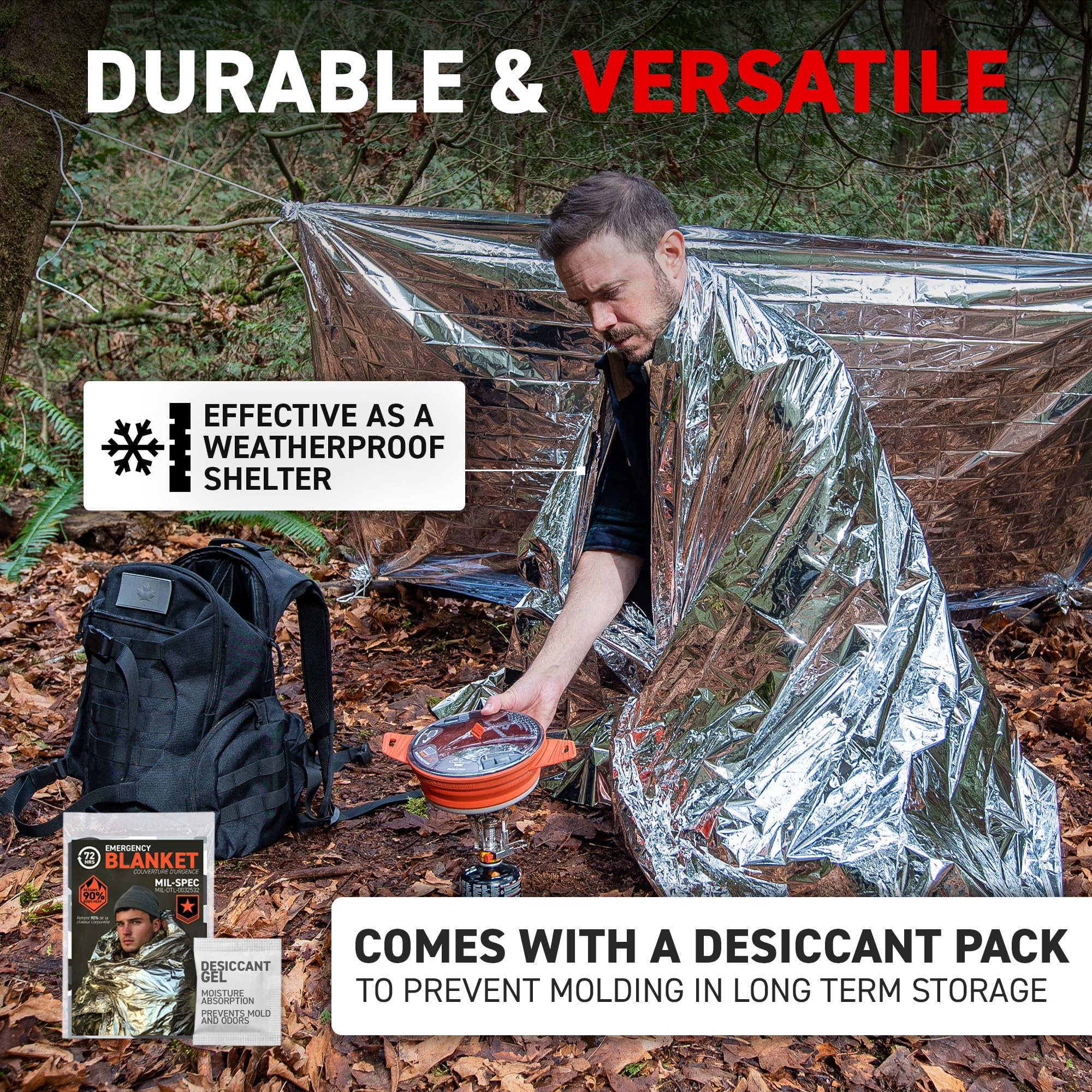 72 HRS reusable blanket with silica gel for longer storage readiness