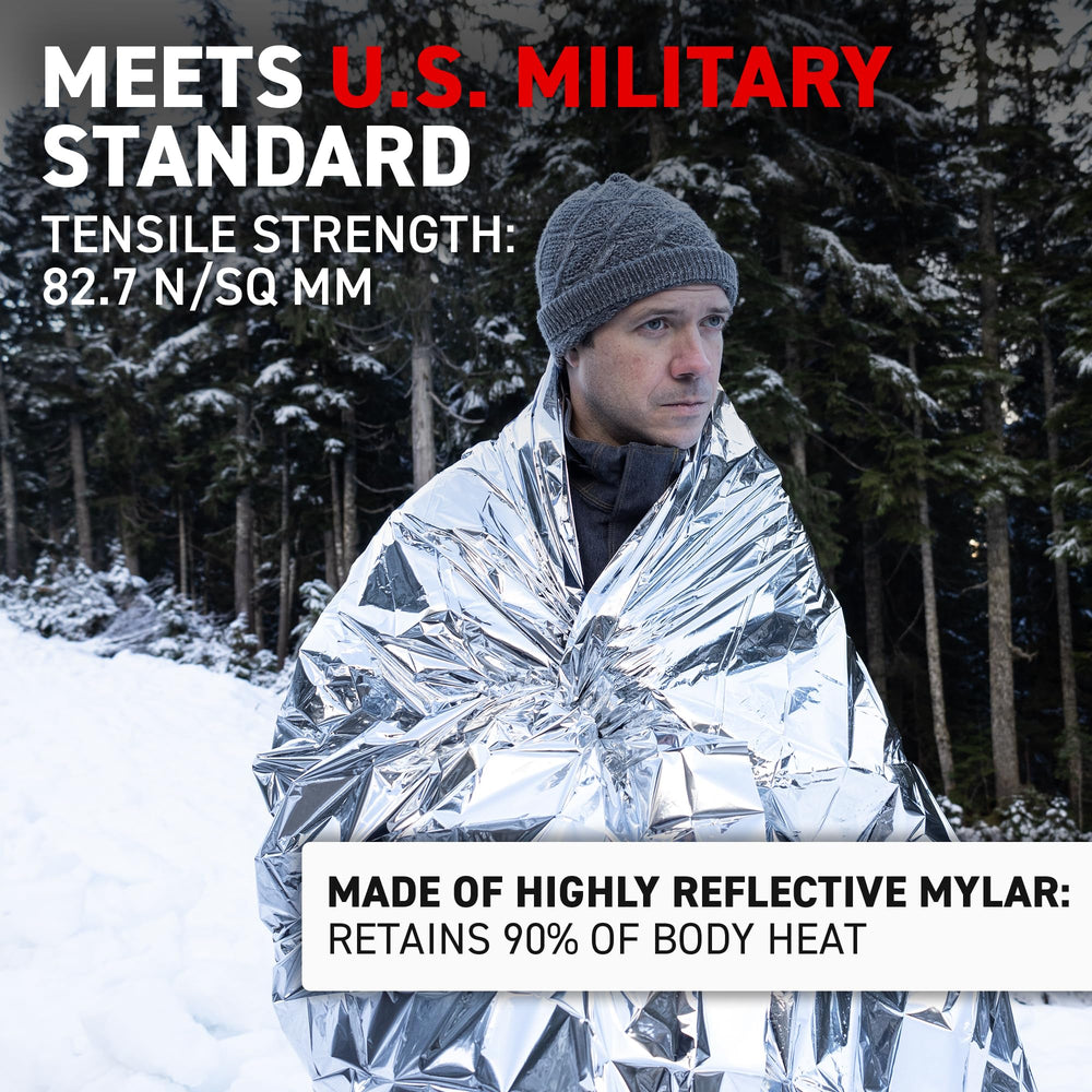 72 HRS survival foil blanket used during a hike to add warmth and shelter