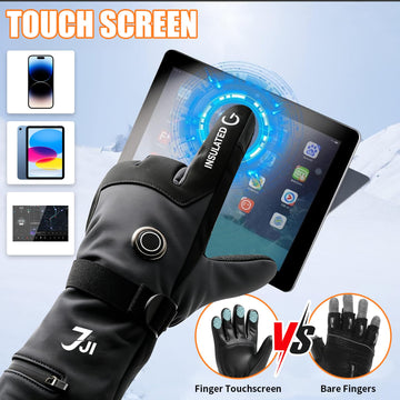 7JI heated gloves with adjustable cuffs seal out wind.