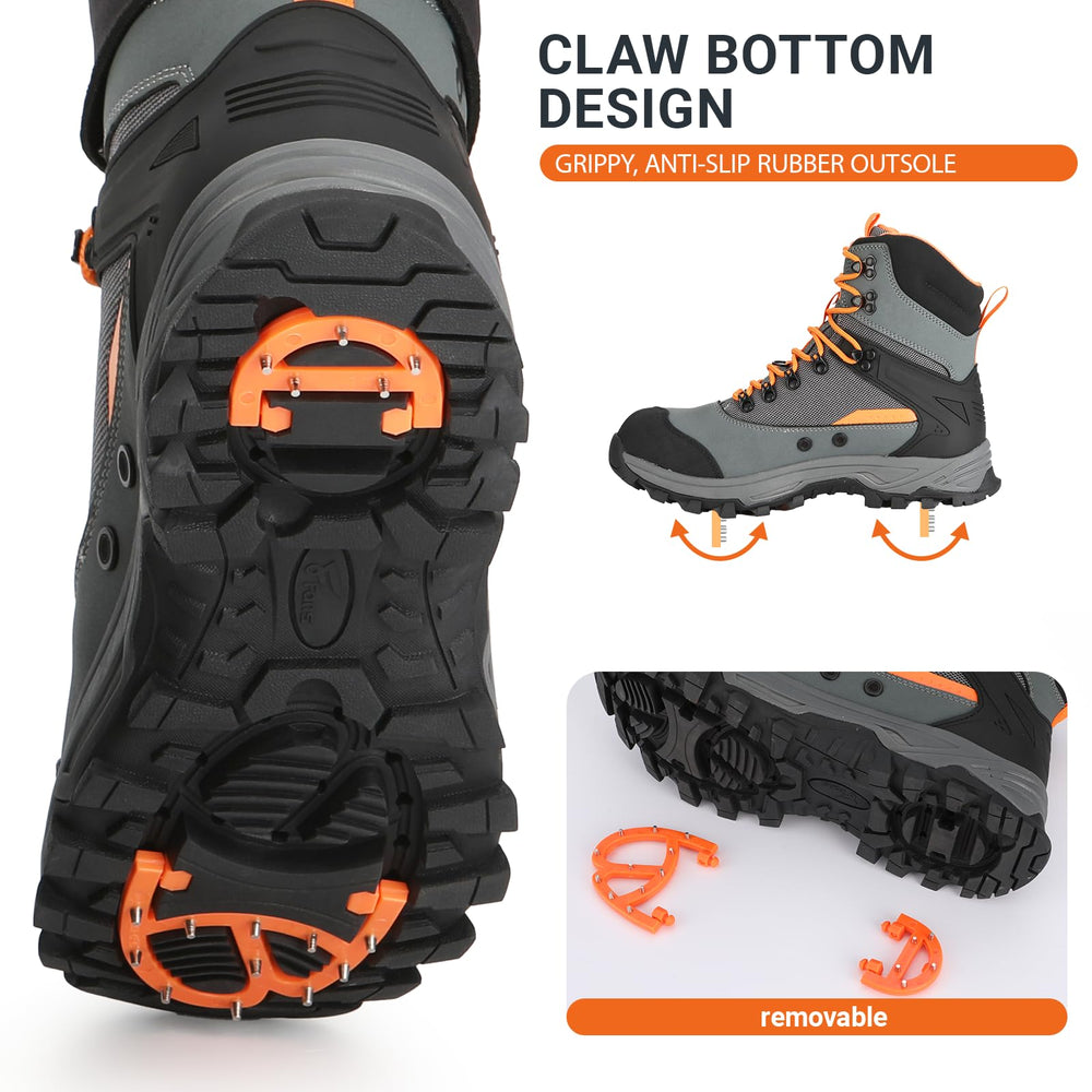 8 Fans wading boots use abrasion-resistant leather with reinforced toe and heel for durability.