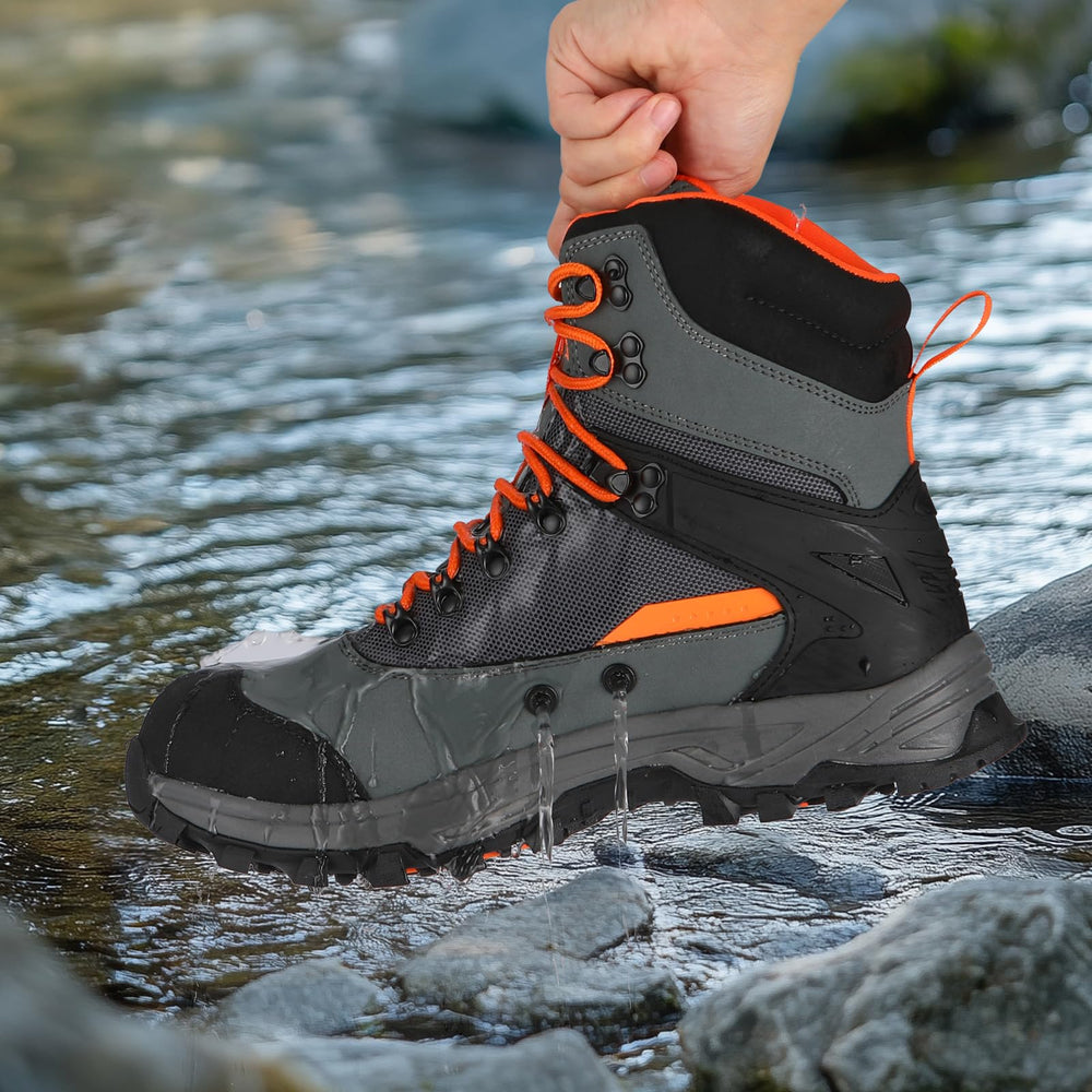 8 Fans wading boots feature a customizable buckle for a snug, comfortable fit.