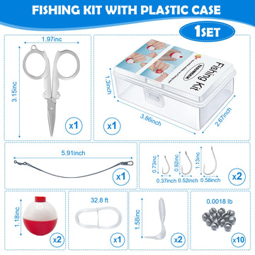 Open mini fishing kit showing accessories laid out