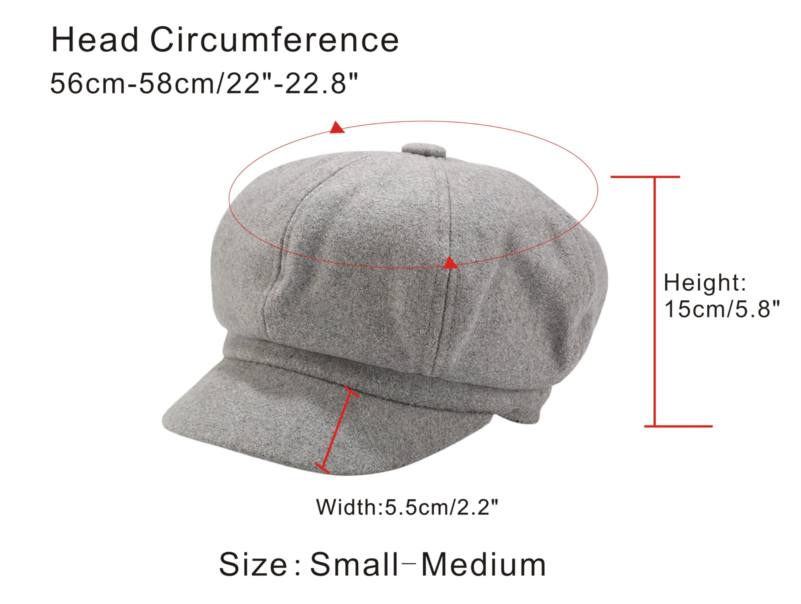 8-panel baker boy cap style for women in light gray
