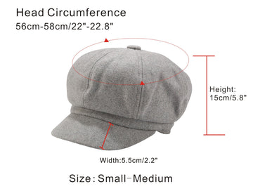 8-panel baker boy cap style for women in light gray