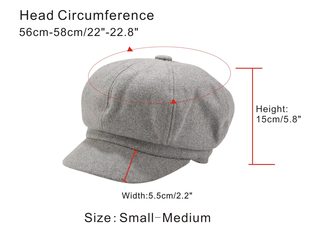 8-panel baker boy cap style for women in light gray