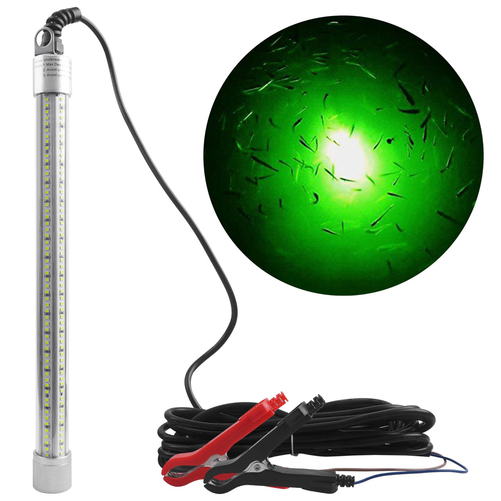 80W underwater fishing light glowing green underwater