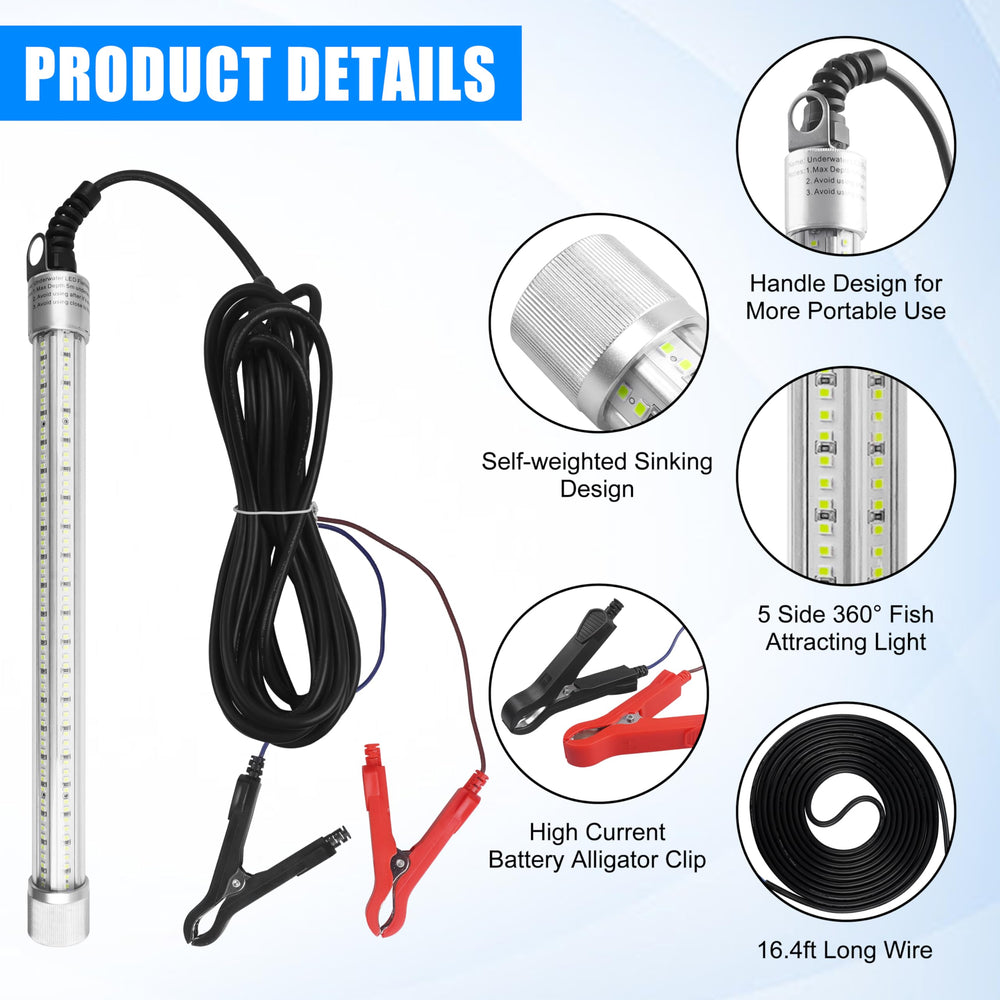 Close-up of 40000 lumens brightness underwater fishing light