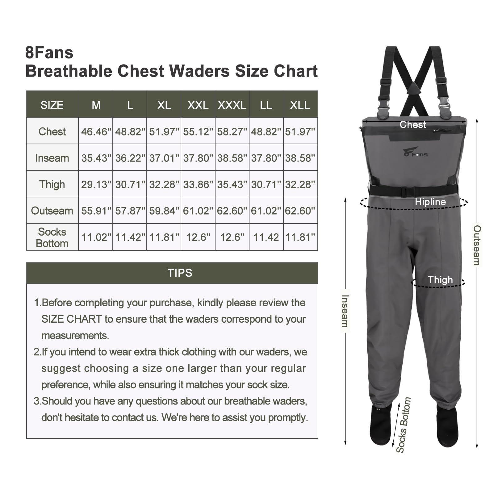 8 Fans Adjustable H-back suspenders provide customized fit for comfort