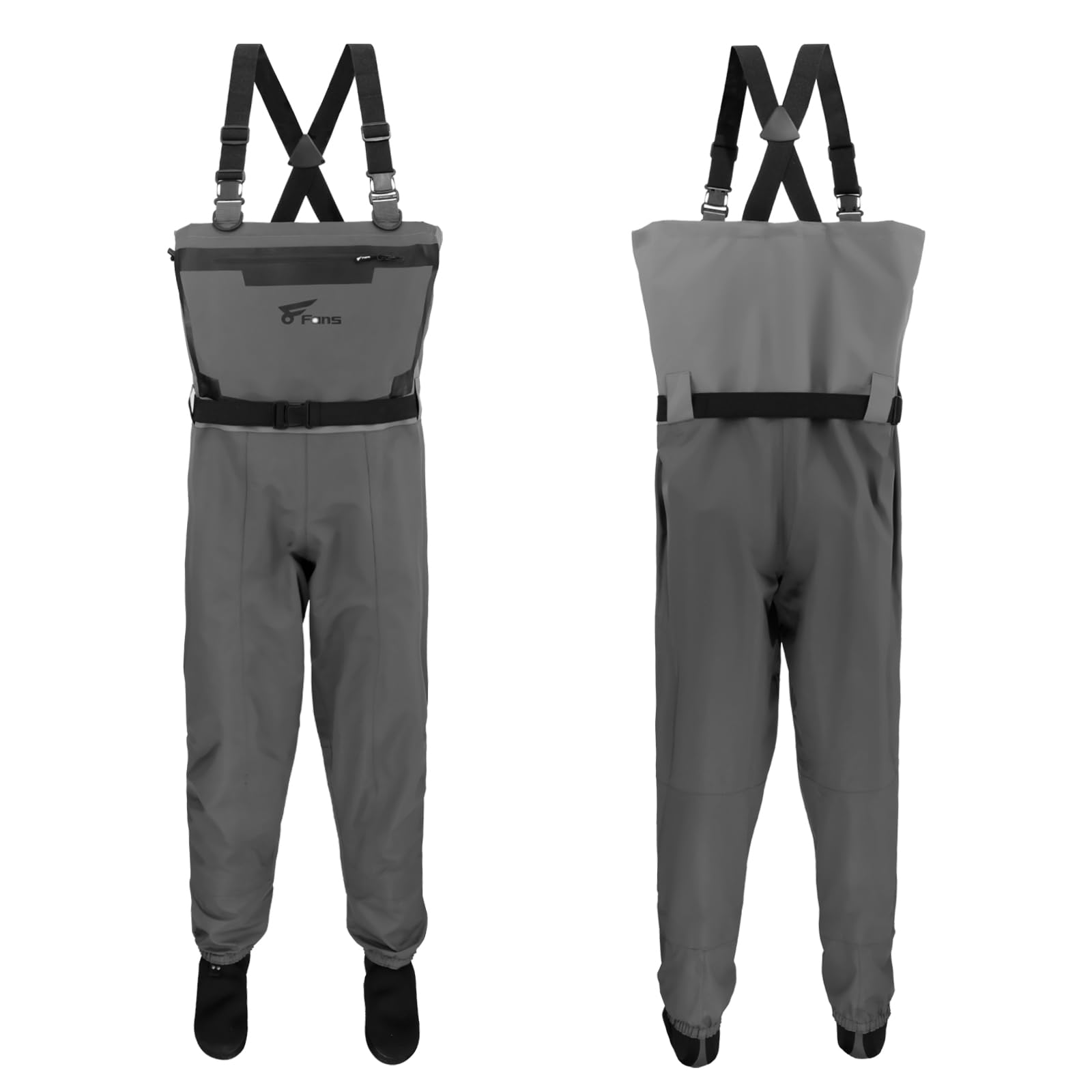 8 Fans breathable 3-ply chest waders offer comfort and dry warmth for fishing.
