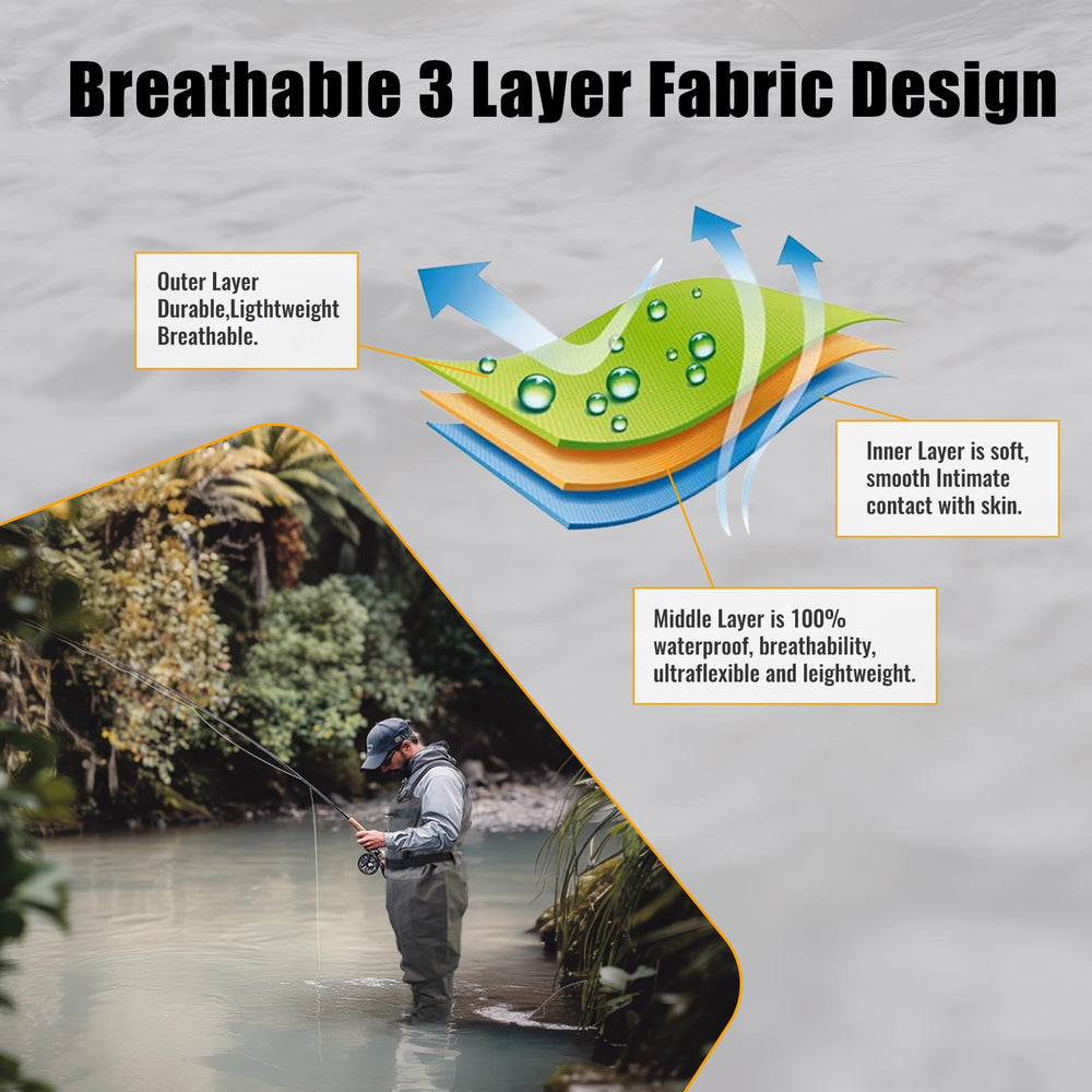 8 Fans Chest Waders highlight lightweight design for all day wear