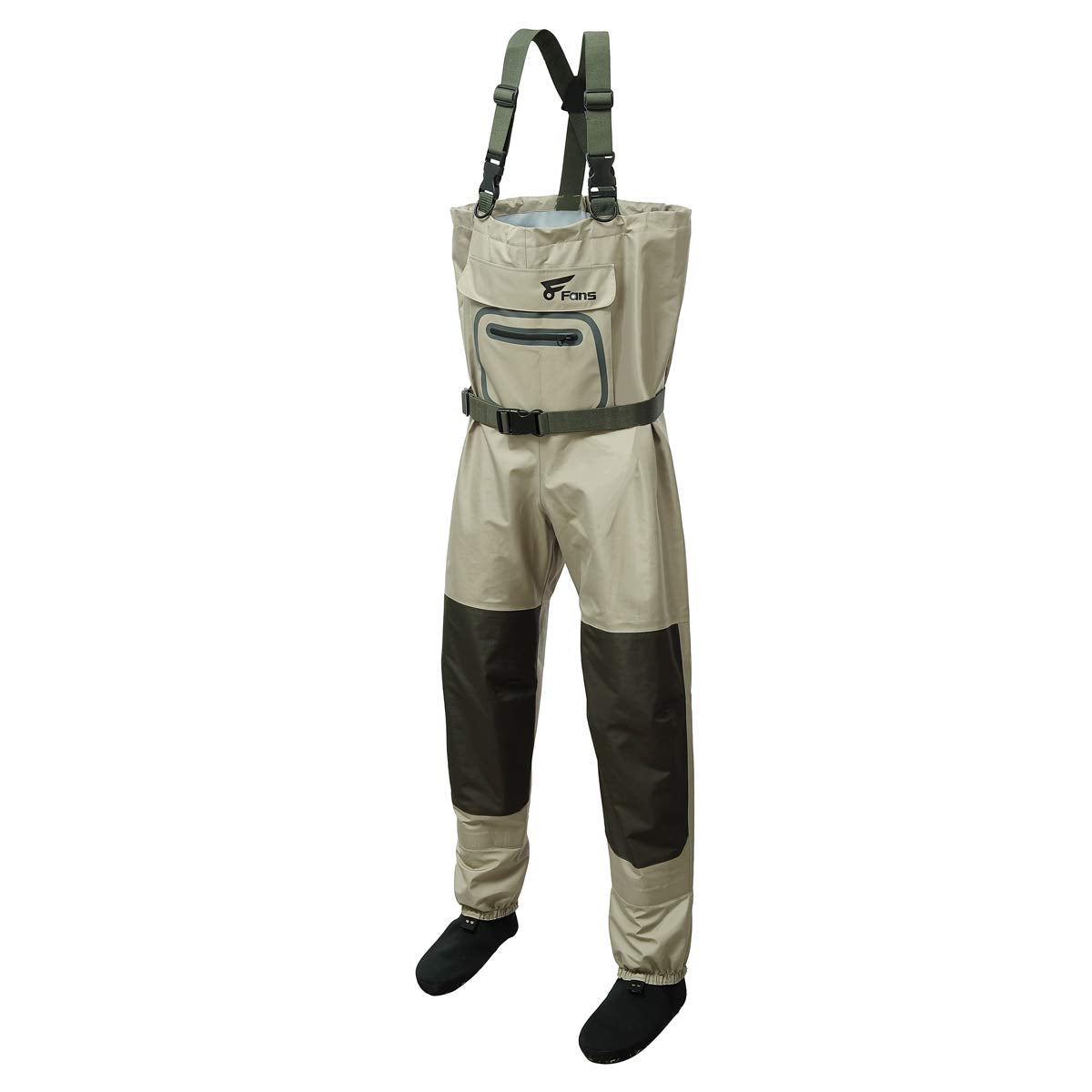 8 Fans chest waders with zippered chest pocket for secure gear during fly fishing