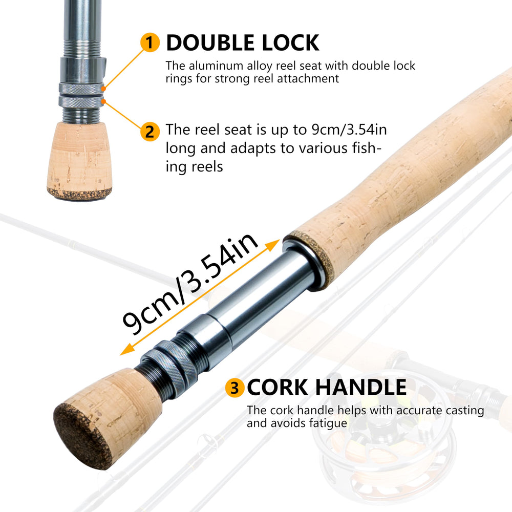 Double lock rings secure reel attachment during active angling sessions.