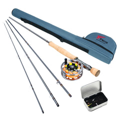 8 Fans fly rod and reel combo shows a 9ft 4-piece setup for versatile freshwater casting.