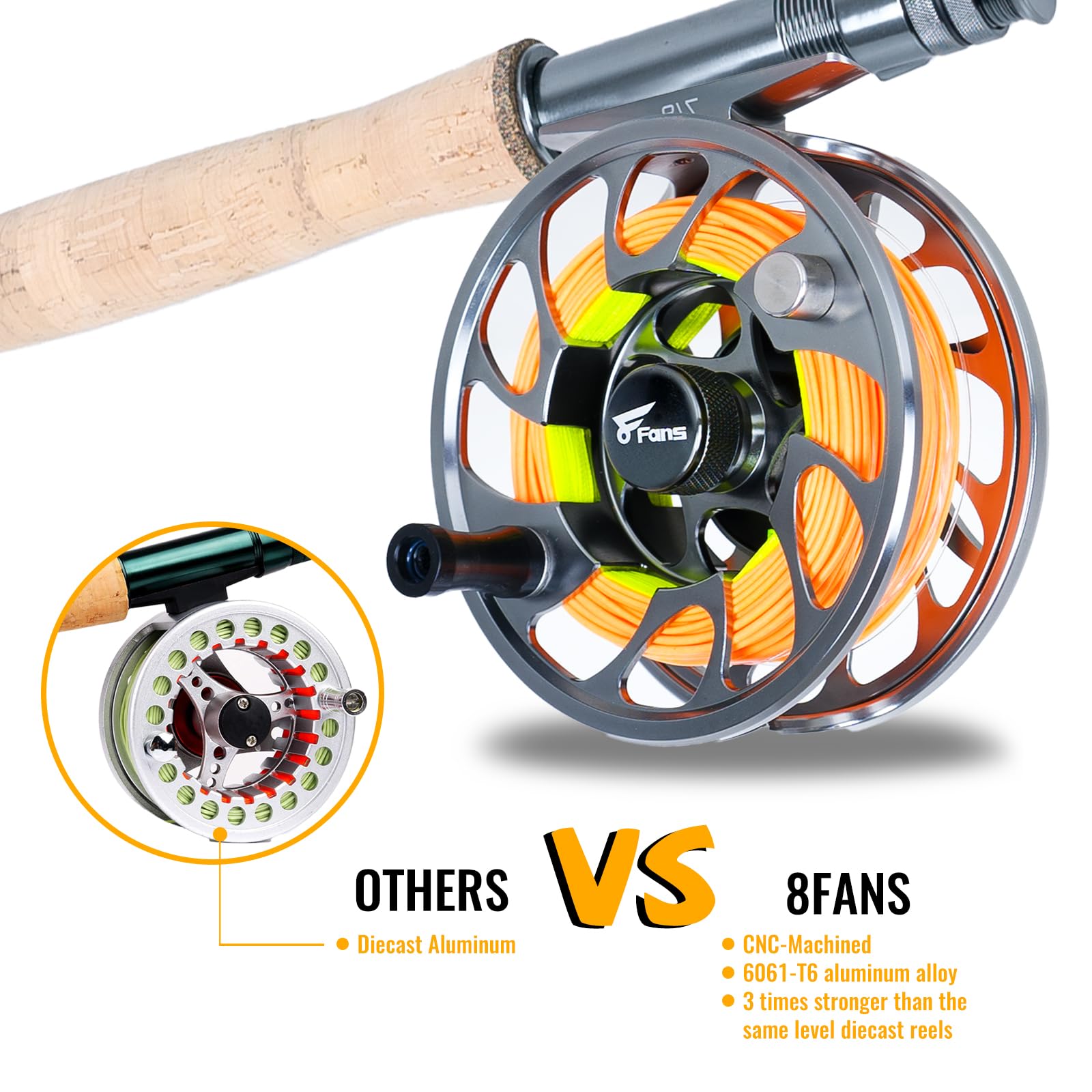 Reel seat accommodates a 9 cm length, adapting to various reels for flexible setups.