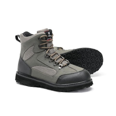 8 Fans wading boots with anti-slip rubble sole demonstrate secure footing on wet river rocks