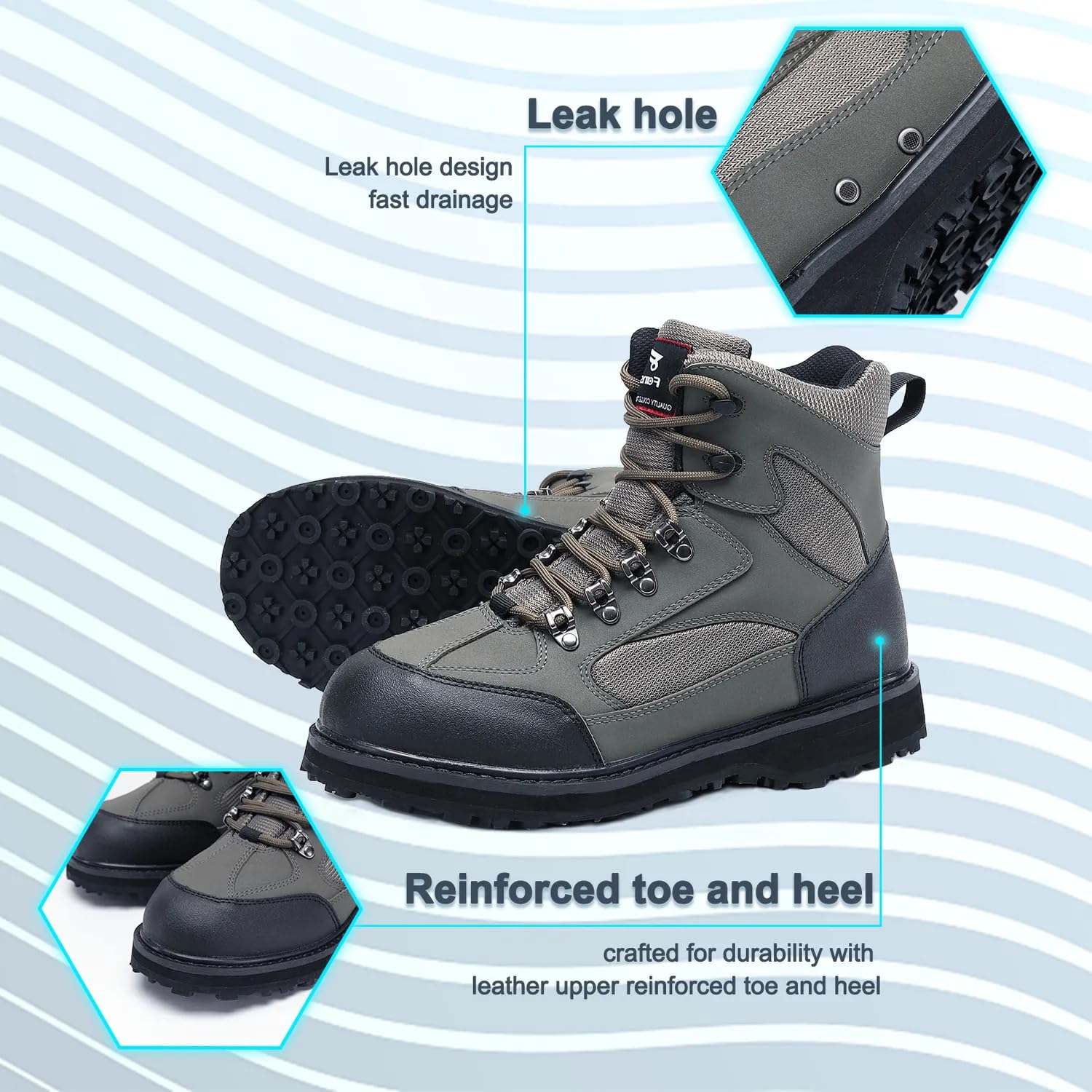 8 Fans wading boots with reinforced toe and heel stay durable during rocky stream crossings