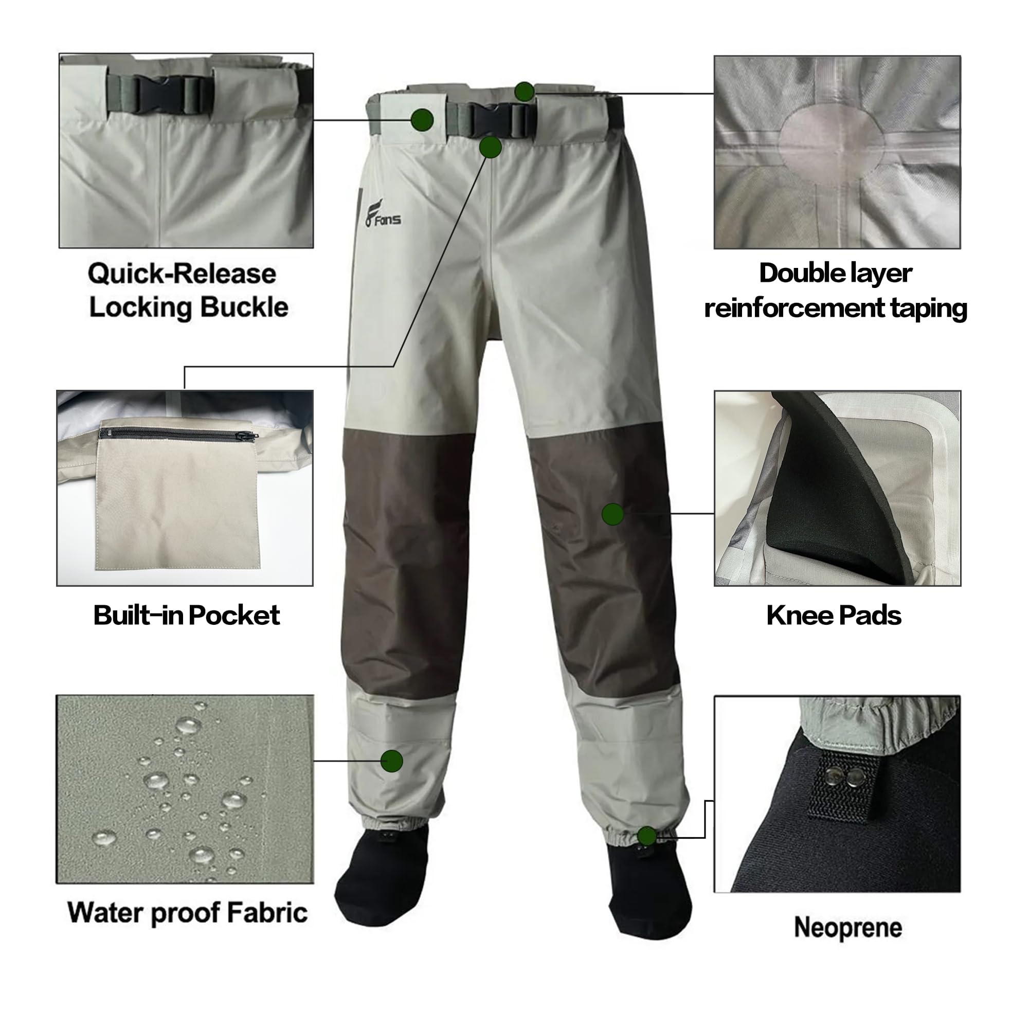 8 Fans waist waders belt with quick-release buckle supports secure fit during active outings