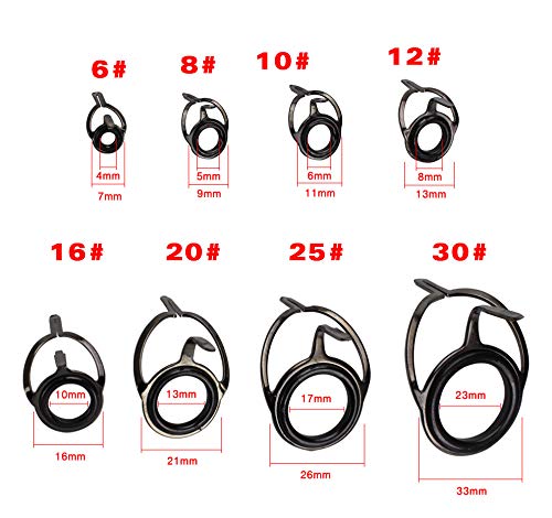 8-piece double-leg ceramic fishing rod guides set - size variety 2