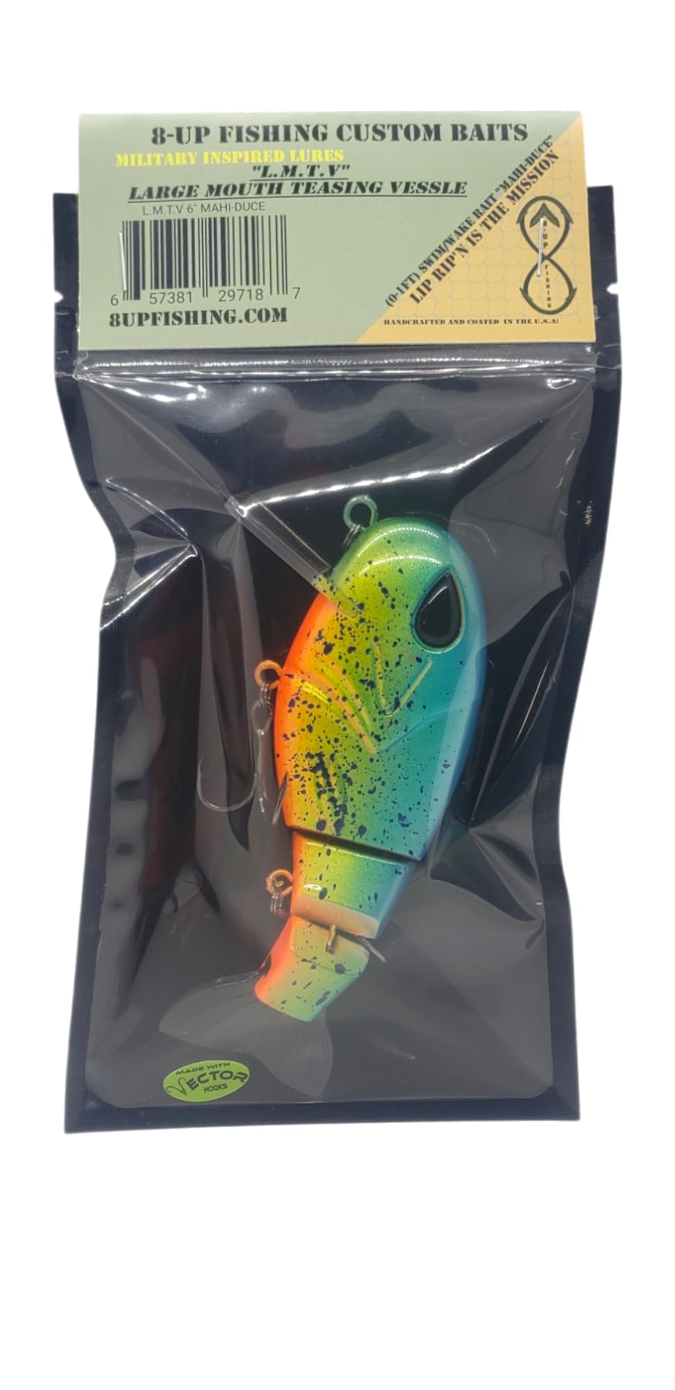 8-UP FISHING LMTV jointed hard body for smooth, lifelike swimming action.