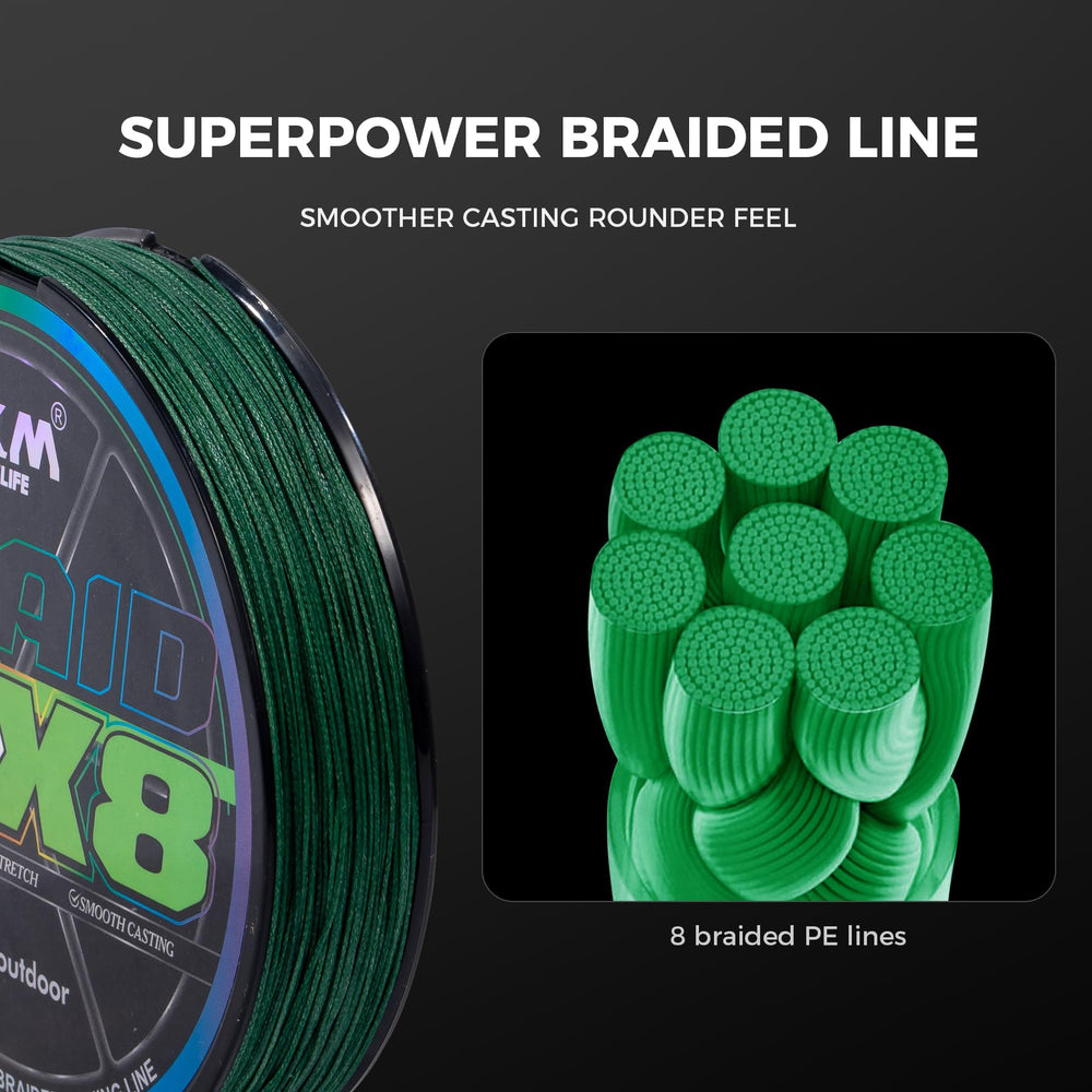 9KM DWLIFE dyneema core detail emphasizes ultra-light, high-strength profile for smooth casts