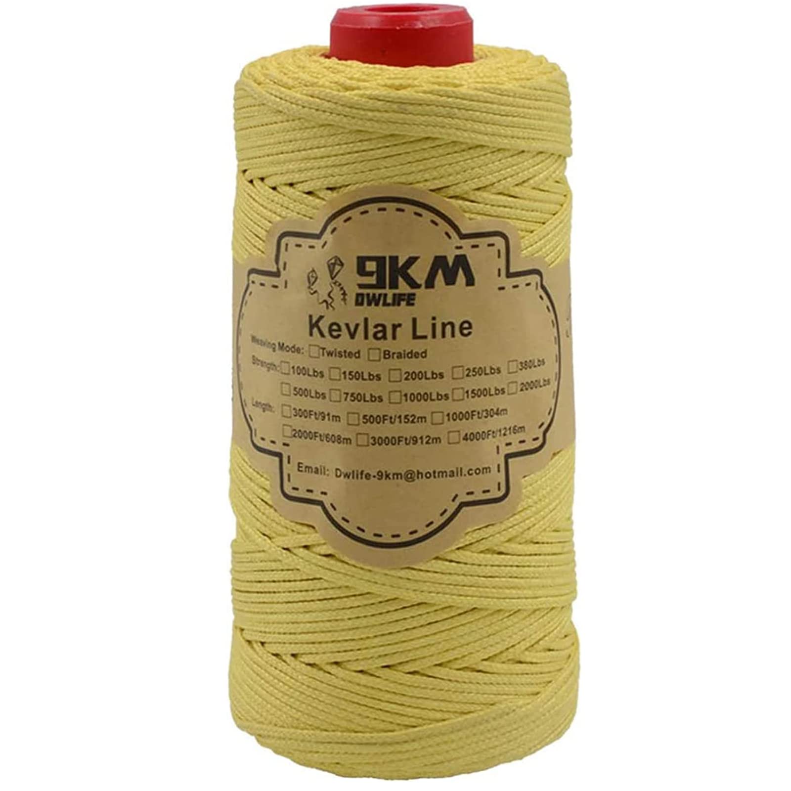 9KM DWLIFE Kevlar kite line spool—high-strength cord for demanding wind conditions.