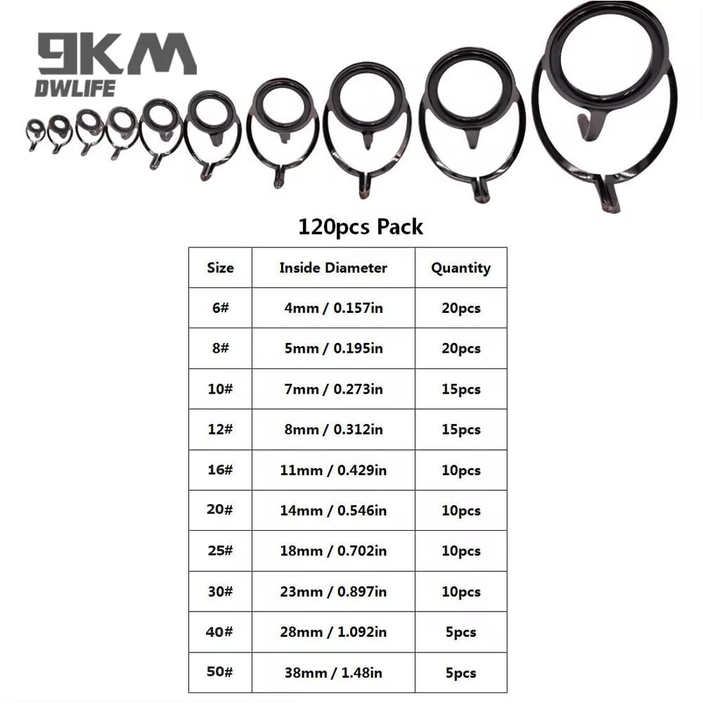 9KM DWLIFE stainless steel rod eyelets close-up showing durability and corrosion resistance.