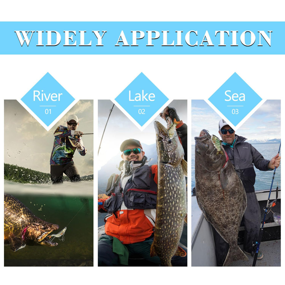 Swimbaits in action showing jointed design for bass fishing