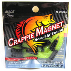 Crappie Magnet Body 15-Pack Black/Chartreuse - packaging close-up