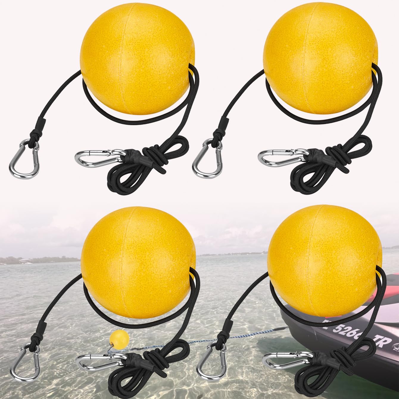 MOPHOEXII Anchor Buoy Float kit showing two or four pieces in bright yellow