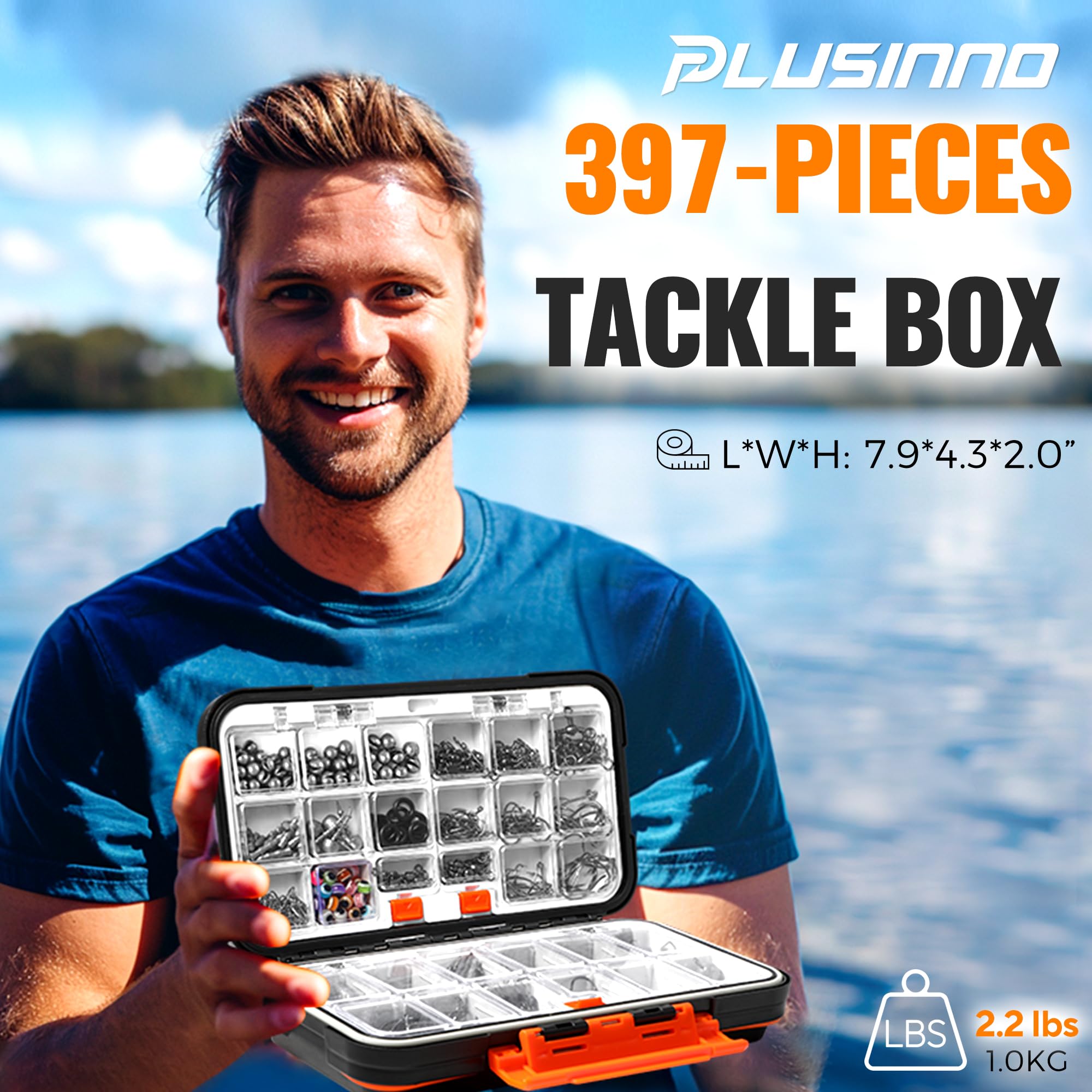 Durable waterproof PLUSINNO tackle box with dividers