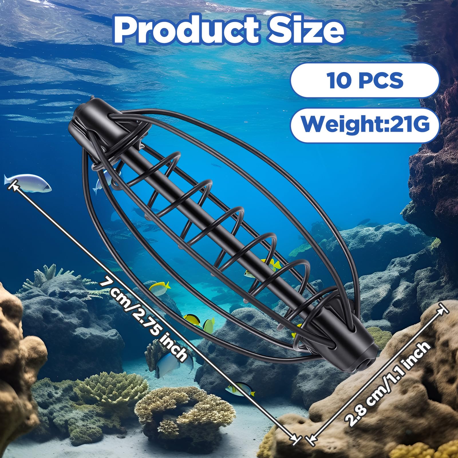 Close-up of carp bait holder cage with spring mechanism