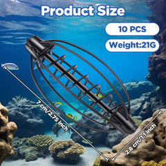 Close-up of carp bait holder cage with spring mechanism
