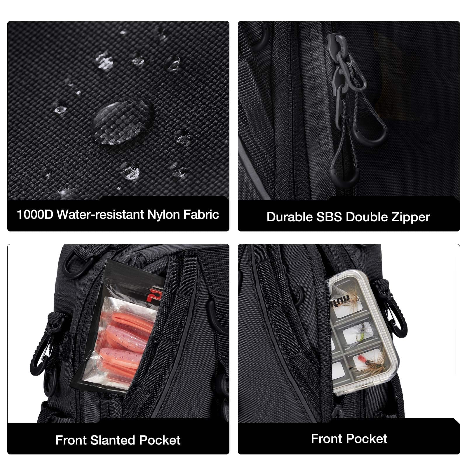 Piscifun fishing-tackle-backpack-rod-holder image shows integrated rod storage for on-the-move fishing.