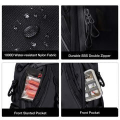 Piscifun fishing-tackle-backpack-rod-holder image shows integrated rod storage for on-the-move fishing.