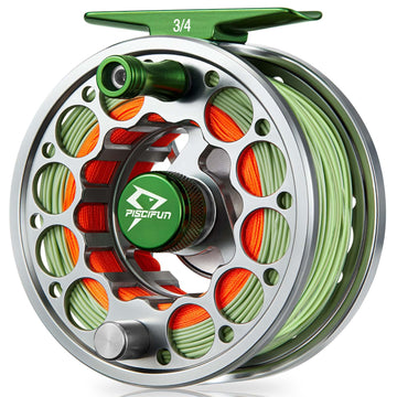 Piscifun Sword fly reel closed view shows compact CNC design for durable freshwater casting.