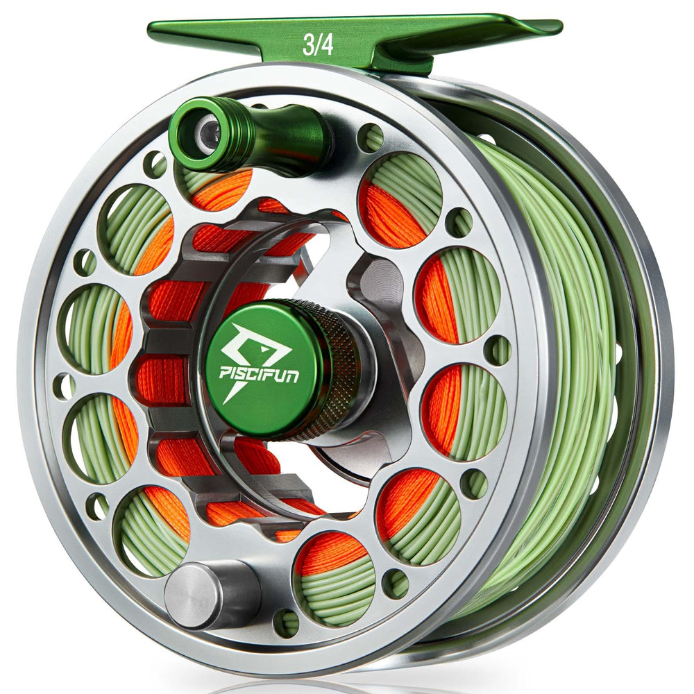 Piscifun Sword fly reel closed view shows compact CNC design for durable freshwater casting.