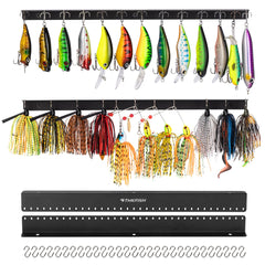 THKFISH 35-hole wall-mount lure display on frosted black finish