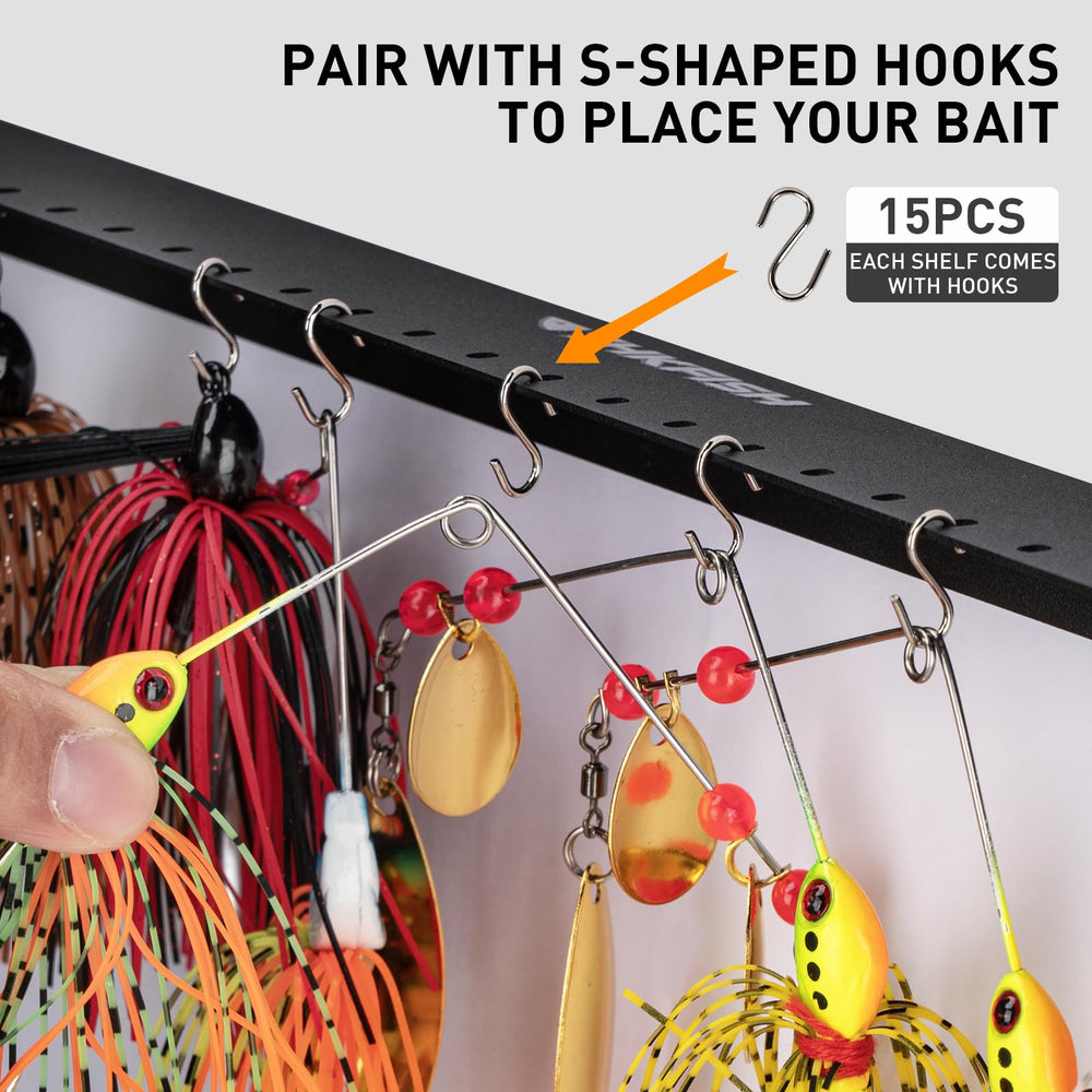 Decorative and functional THKFISH wall-mount lure rack in a home setting