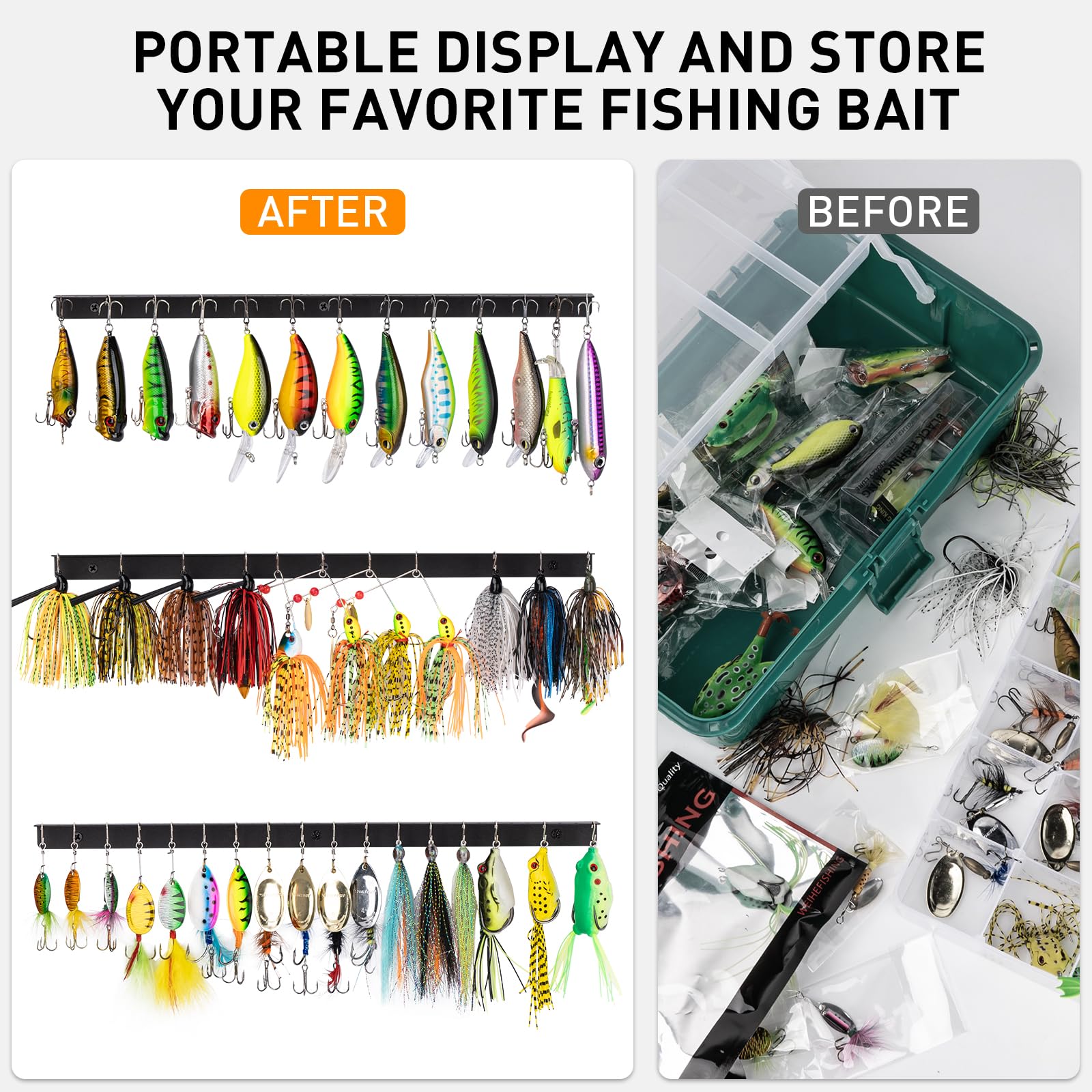 Neat, organized storage for spinnerbaits and flies with THKFISH display rack