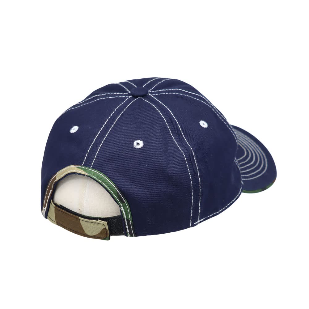 WITHMOONS YZ10119 Navy hat logo close-up showing fish bone embroidery