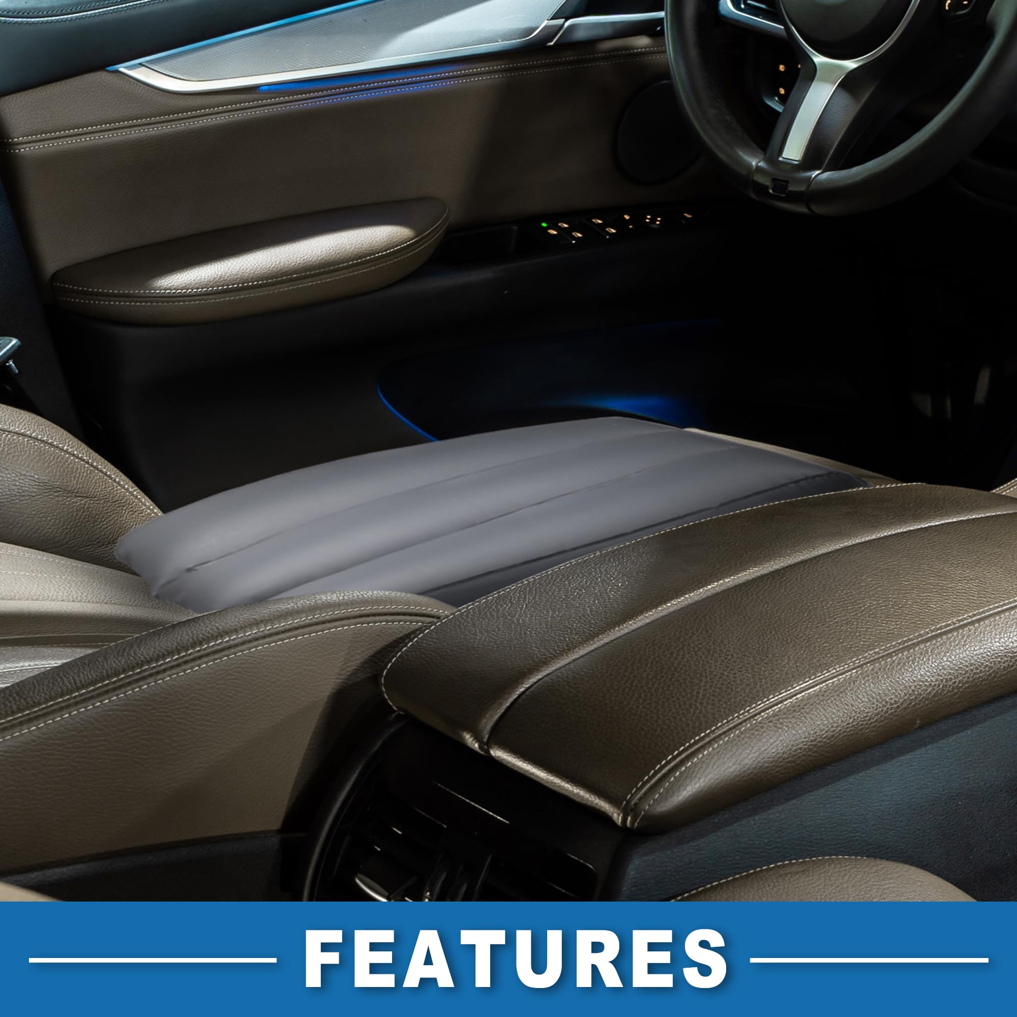 A ABSOPRO front-seat pad with durable PVC supports comfortable road rests