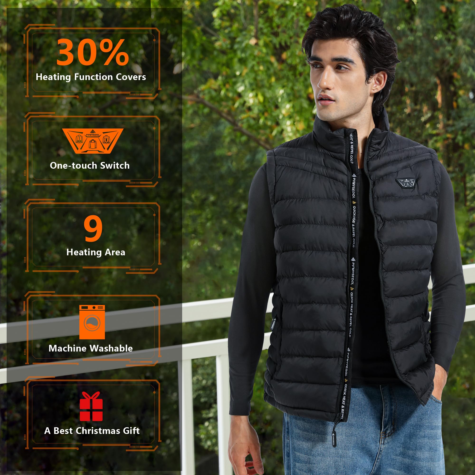 A ALFRESCOOL heated vest side-worn for lightweight comfort
