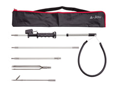 A MC JIOU fishing pole spear assembly shows modular parts for quick setup on the go