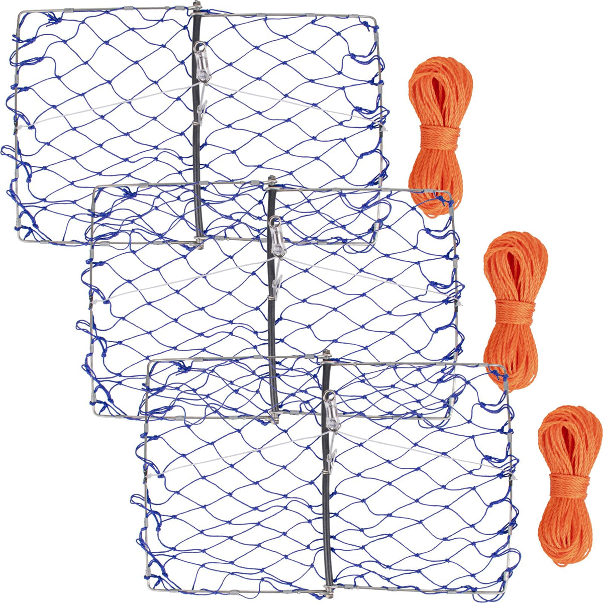 A1FISHER 3-pack rectangular crab trap setup on dock