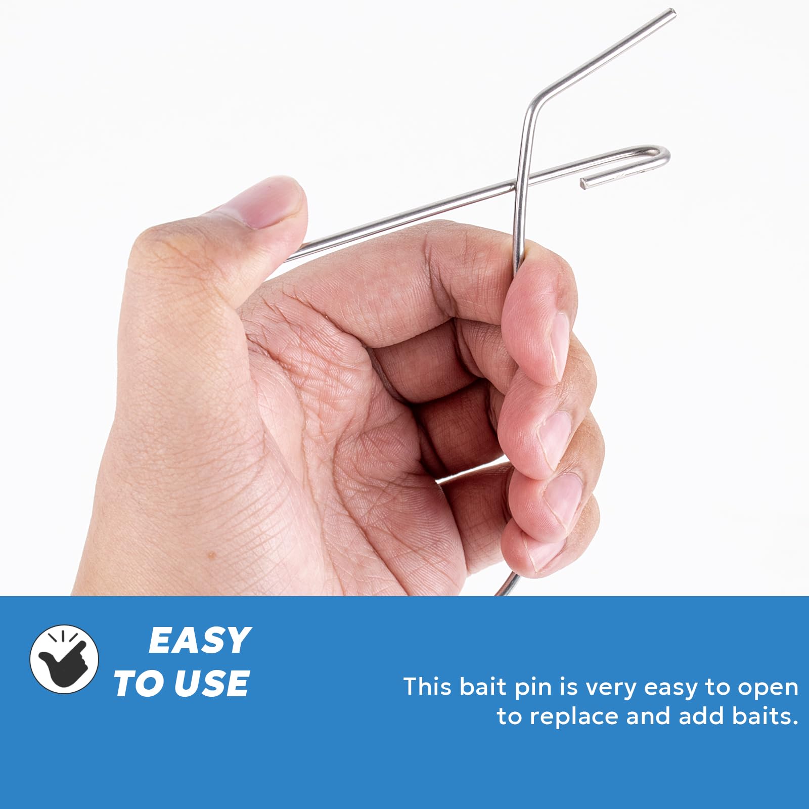 Step 1: open bait pin to attach to crab trap