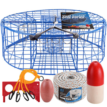 A1FISHER crab pot trap blue vinyl ready for crabbing in tidal waters