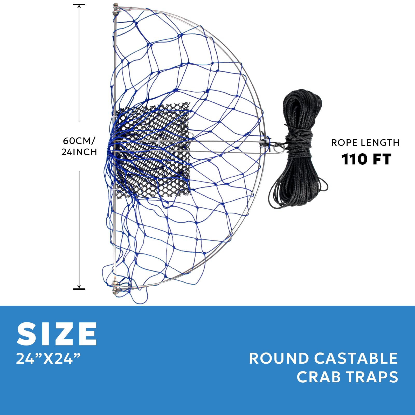 A1FISHER crab trap with 110 foot braided line for strong retrieval